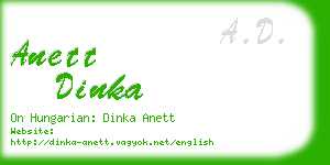 anett dinka business card